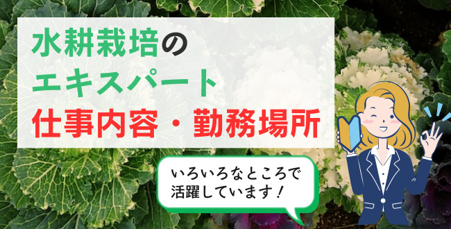 水耕栽培のエキスパート仕事内容・勤務場所